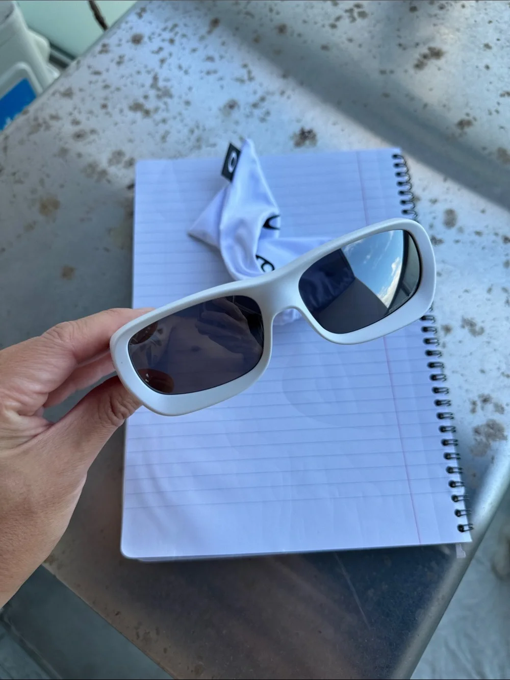 Oakley Delano White Frame Sunglasses with Iridium Lenses